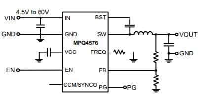 Application Circuit Diagram - Monolithic Power Systems (MPS) MPQ4576 Synchronous Buck Converters